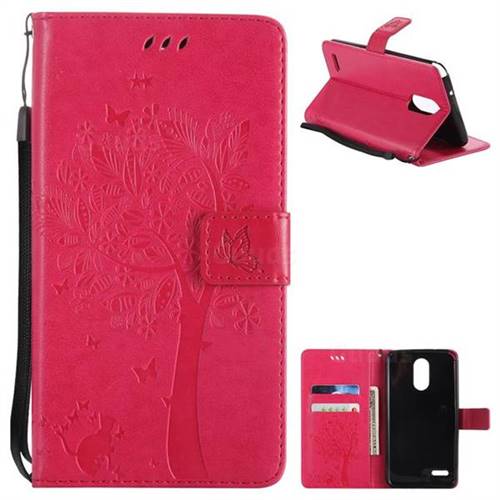 Embossing Butterfly Tree Leather Wallet Case for LG Stylo 3 Plus / Stylus 3 Plus - Rose