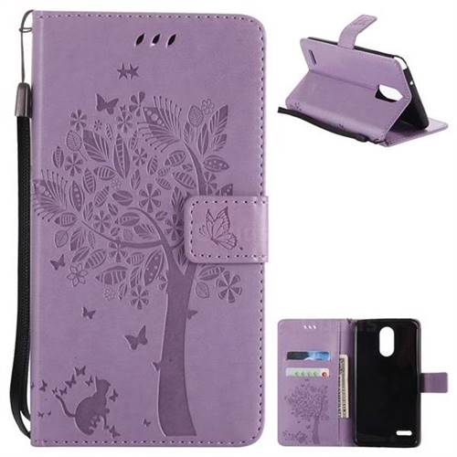 Embossing Butterfly Tree Leather Wallet Case for LG Stylo 3 Plus / Stylus 3 Plus - Violet