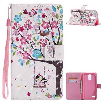 Flower Tree Swing Girl 3D Painted Leather Wallet Case for LG Stylo 3 Plus / Stylus 3 Plus