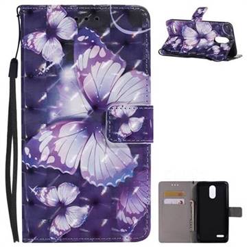 Violet butterfly 3D Painted Leather Wallet Case for LG Stylo 3 Plus / Stylus 3 Plus