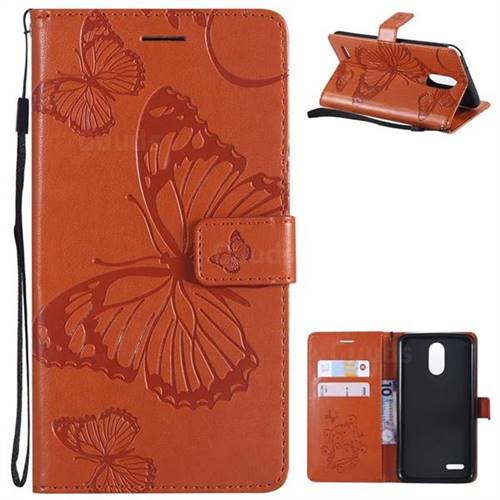 Embossing 3D Butterfly Leather Wallet Case for LG Stylo 3 Plus / Stylus 3 Plus - Orange