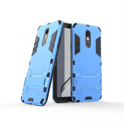 Armor Premium Tactical Grip Kickstand Shockproof Dual Layer Rugged Hard Cover for LG Stylo 4 - Light Blue