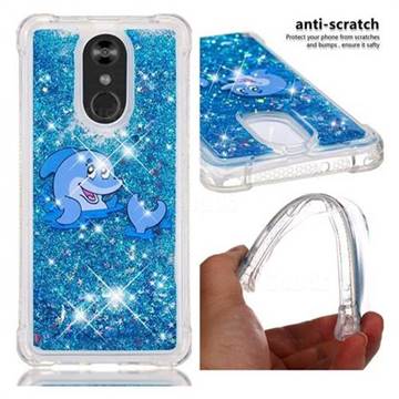 Happy Dolphin Dynamic Liquid Glitter Sand Quicksand Star TPU Case for LG Stylo 4