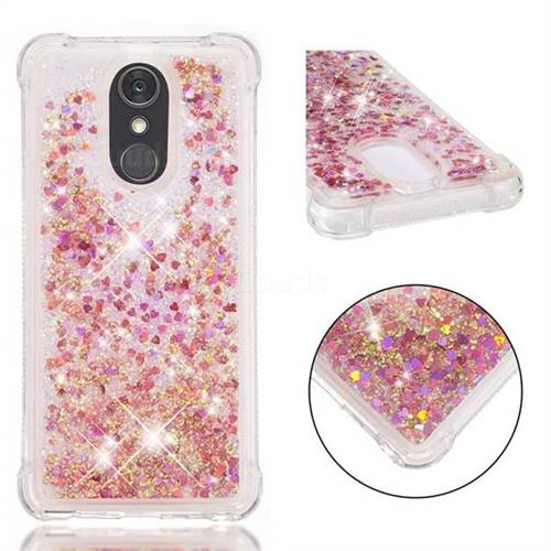 Dynamic Liquid Glitter Sand Quicksand TPU Case for LG Stylo 4 - Rose Gold Love Heart