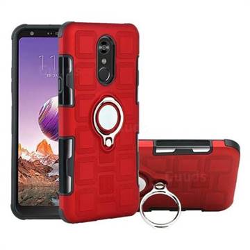 Ice Cube Shockproof PC + Silicon Invisible Ring Holder Phone Case for LG Stylo 4 - Red