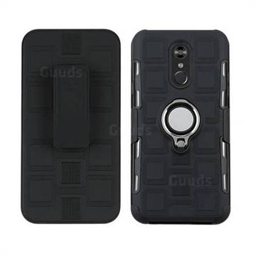 3 in 1 PC + Silicone Leather Phone Case for LG Stylo 4 - Black