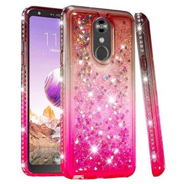Diamond Frame Liquid Glitter Quicksand Sequins Phone Case for LG Stylo 4 - Gray Pink