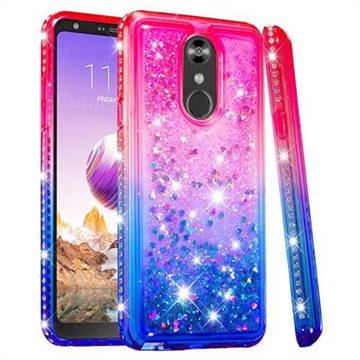Diamond Frame Liquid Glitter Quicksand Sequins Phone Case for LG Stylo 4 - Pink Blue
