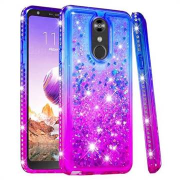 Diamond Frame Liquid Glitter Quicksand Sequins Phone Case for LG Stylo 4 - Blue Purple