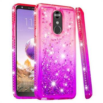 Diamond Frame Liquid Glitter Quicksand Sequins Phone Case for LG Stylo 4 - Pink Purple