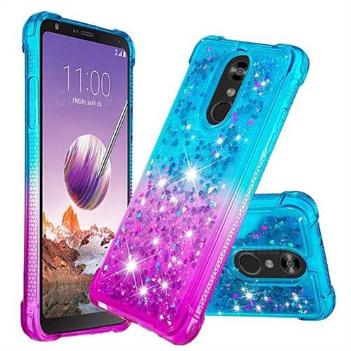 Rainbow Gradient Liquid Glitter Quicksand Sequins Phone Case for LG Stylo 4 - Blue Purple