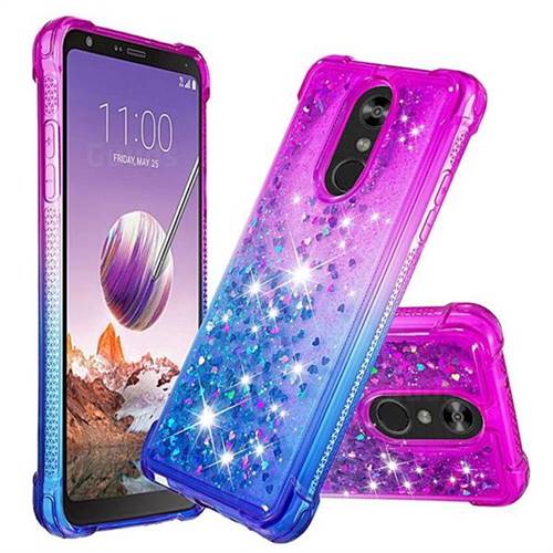 Rainbow Gradient Liquid Glitter Quicksand Sequins Phone Case for LG Stylo 4 - Purple Blue