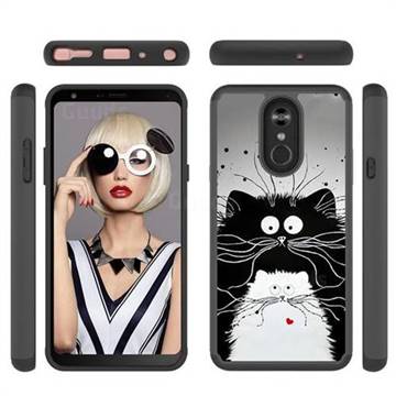 Black and White Cat Shock Absorbing Hybrid Defender Rugged Phone Case Cover for LG Stylo 4