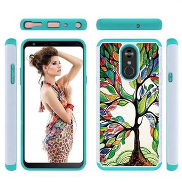 Multicolored Tree Shock Absorbing Hybrid Defender Rugged Phone Case Cover for LG Stylo 4