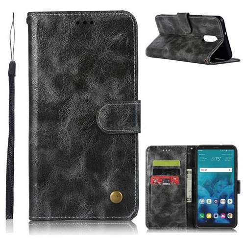 Luxury Retro Leather Wallet Case for LG Stylo 4 - Gray