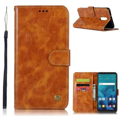 Luxury Retro Leather Wallet Case for LG Stylo 4 - Golden