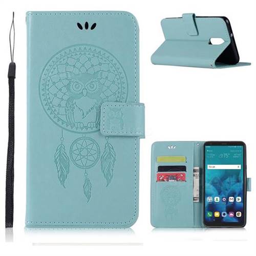 Intricate Embossing Owl Campanula Leather Wallet Case for LG Stylo 4 - Green