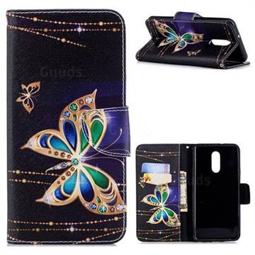 Golden Shining Butterfly Leather Wallet Case for LG Stylo 4