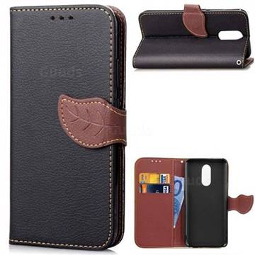 Leaf Buckle Litchi Leather Wallet Phone Case for LG Stylo 4 - Black
