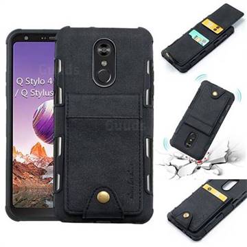 Woven Pattern Multi-function Leather Phone Case for LG Stylo 4 - Black