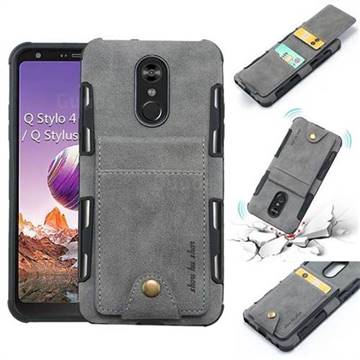 Woven Pattern Multi-function Leather Phone Case for LG Stylo 4 - Gray