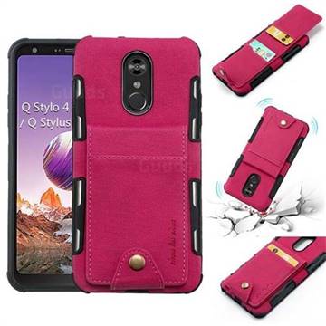 Woven Pattern Multi-function Leather Phone Case for LG Stylo 4 - Red