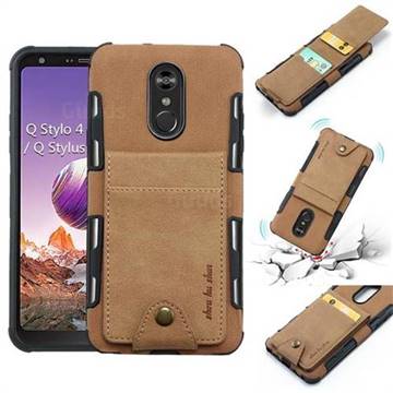 Woven Pattern Multi-function Leather Phone Case for LG Stylo 4 - Golden