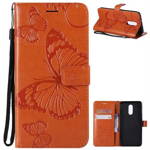 Embossing 3D Butterfly Leather Wallet Case for LG Stylo 4 - Orange