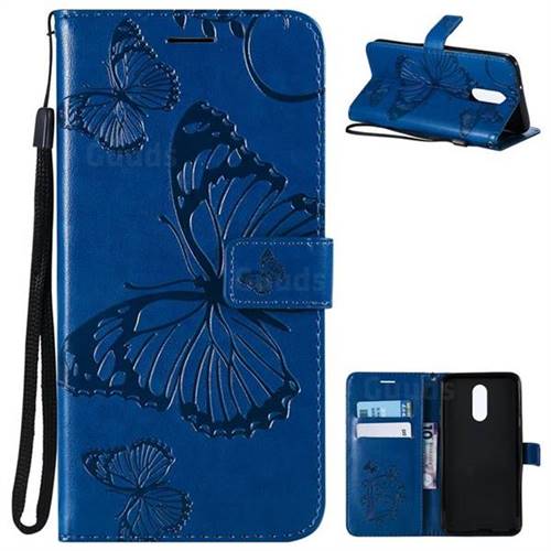 Embossing 3D Butterfly Leather Wallet Case for LG Stylo 4 - Blue