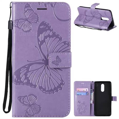 Embossing 3D Butterfly Leather Wallet Case for LG Stylo 4 - Purple