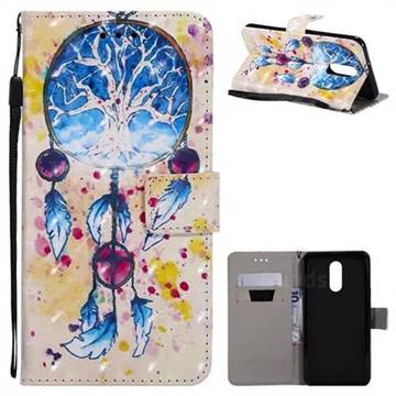 Blue Dream Catcher 3D Painted Leather Wallet Case for LG Stylo 4