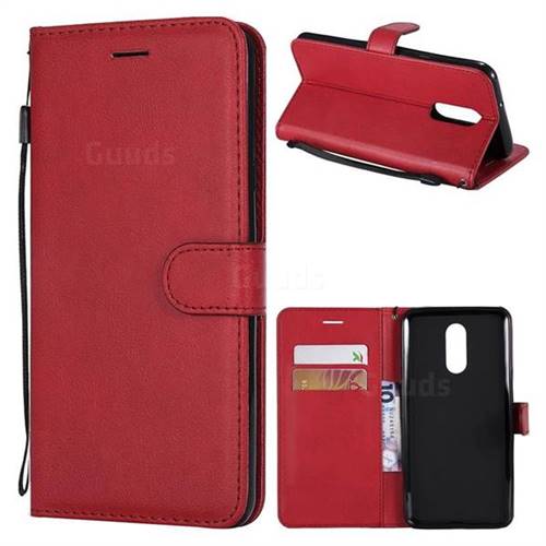 Retro Greek Classic Smooth PU Leather Wallet Phone Case for LG Stylo 4 - Red
