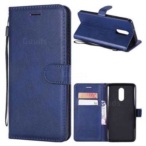Retro Greek Classic Smooth PU Leather Wallet Phone Case for LG Stylo 4 - Blue