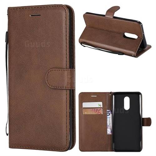Retro Greek Classic Smooth PU Leather Wallet Phone Case for LG Stylo 4 - Brown