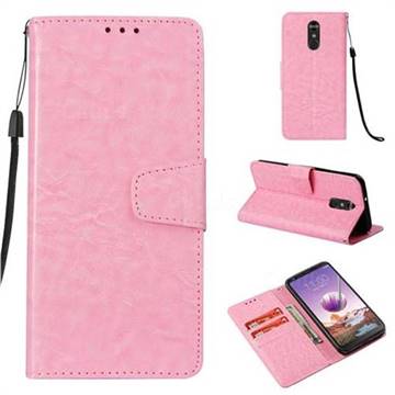 Retro Phantom Smooth PU Leather Wallet Holster Case for LG Stylo 4 - Pink