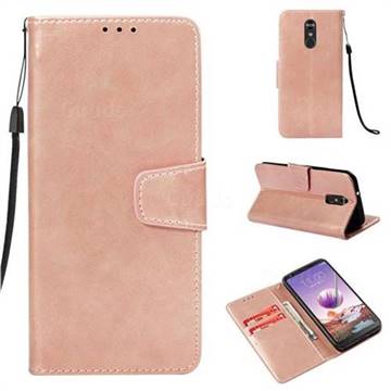 Retro Phantom Smooth PU Leather Wallet Holster Case for LG Stylo 4 - Rose Gold