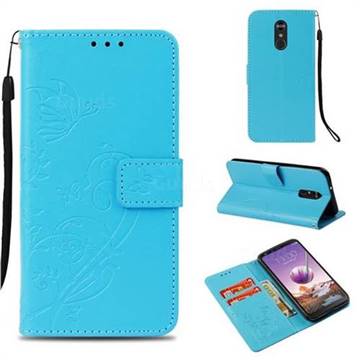 Embossing Butterfly Flower Leather Wallet Case for LG Stylo 4 - Blue