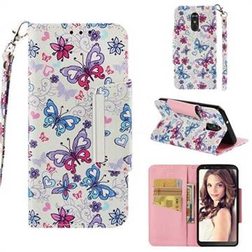 Colored Butterfly Big Metal Buckle PU Leather Wallet Phone Case for LG Stylo 4