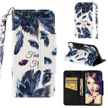 Peacock Feather Big Metal Buckle PU Leather Wallet Phone Case for LG Stylo 4