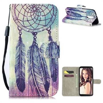 Feather Wind Chimes 3D Painted Leather Wallet Phone Case for LG Stylo 4