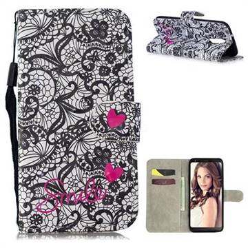 Lace Flower 3D Painted Leather Wallet Phone Case for LG Stylo 4