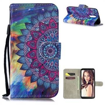 Oil Painting Mandala 3D Painted Leather Wallet Phone Case for LG Stylo 4