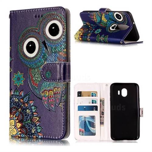 Folk Owl 3D Relief Oil PU Leather Wallet Case for LG Stylo 4
