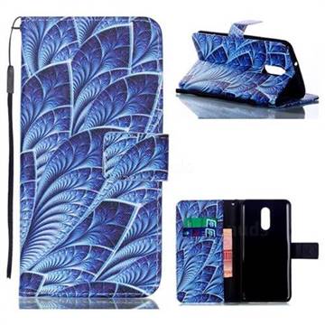 Blue Feather Leather Wallet Phone Case for LG Stylo 4