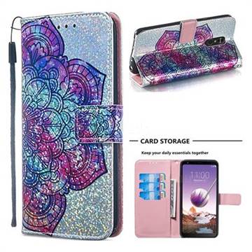 Glutinous Flower Sequins Painted Leather Wallet Case for LG Stylo 4