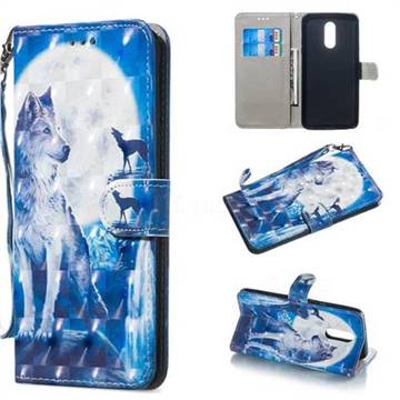 Ice Wolf 3D Painted Leather Wallet Phone Case for LG Stylo 4