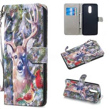 Elk Deer 3D Painted Leather Wallet Phone Case for LG Stylo 4