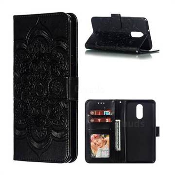 Intricate Embossing Datura Solar Leather Wallet Case for LG Stylo 4 - Black