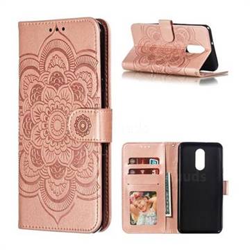 Intricate Embossing Datura Solar Leather Wallet Case for LG Stylo 4 - Rose Gold