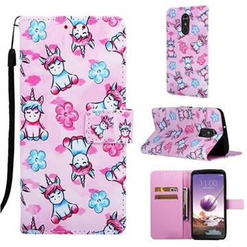 Unicorn and Flowers Matte Leather Wallet Phone Case for LG Stylo 4